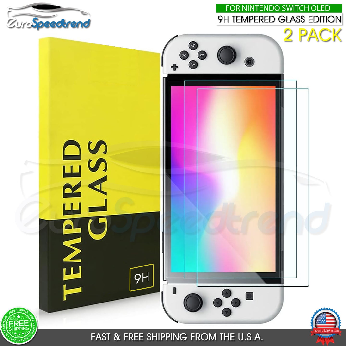 For Nintendo Switch OLED 2-Pack Tempered Glass Screen Protector 2021 9H