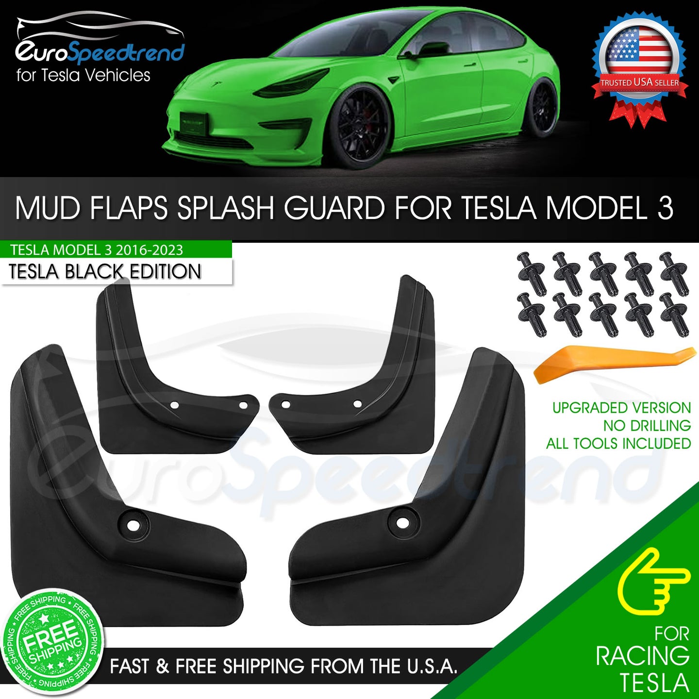 Mud Flaps Splash Guard for Tesla Model 3 All Weather Winter Sediment Protection