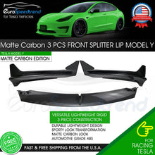 Load image into Gallery viewer, Matte Carbon Style Front Bumper Lip Spoiler Splitter Tesla Model Y Accessories

