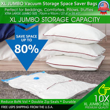 Load image into Gallery viewer, Jumbo Vacuum Storage Bags XL Comforters Bedding Clothes Space Saver w/ Hand Pump
