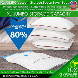 Jumbo Vacuum Storage Bags XL Comforters Bedding Clothes Space Saver w/ Hand Pump