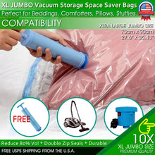 Load image into Gallery viewer, Jumbo Vacuum Storage Bags XL Comforters Bedding Clothes Space Saver w/ Hand Pump
