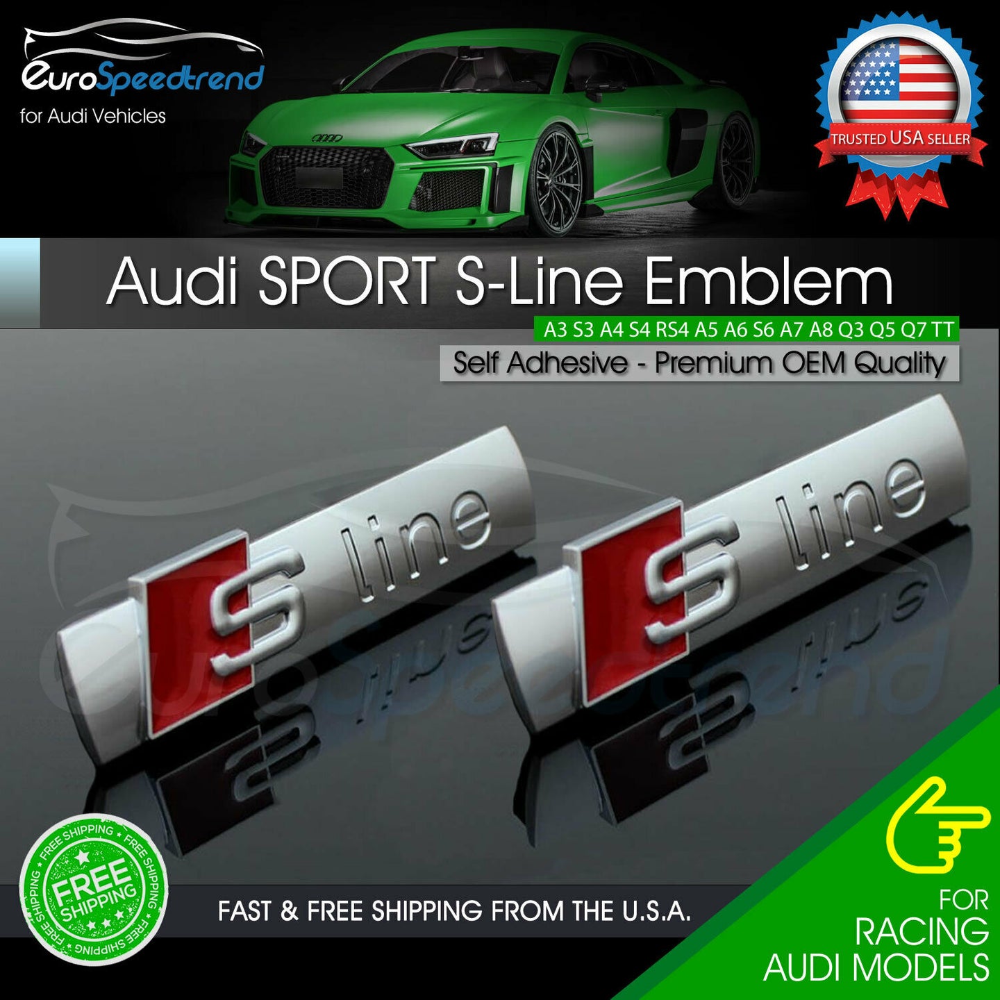 2x Audi S-Line Side Emblem Fender OEM Sport Badge A1 A3 A4 A5 A6 A7 A8