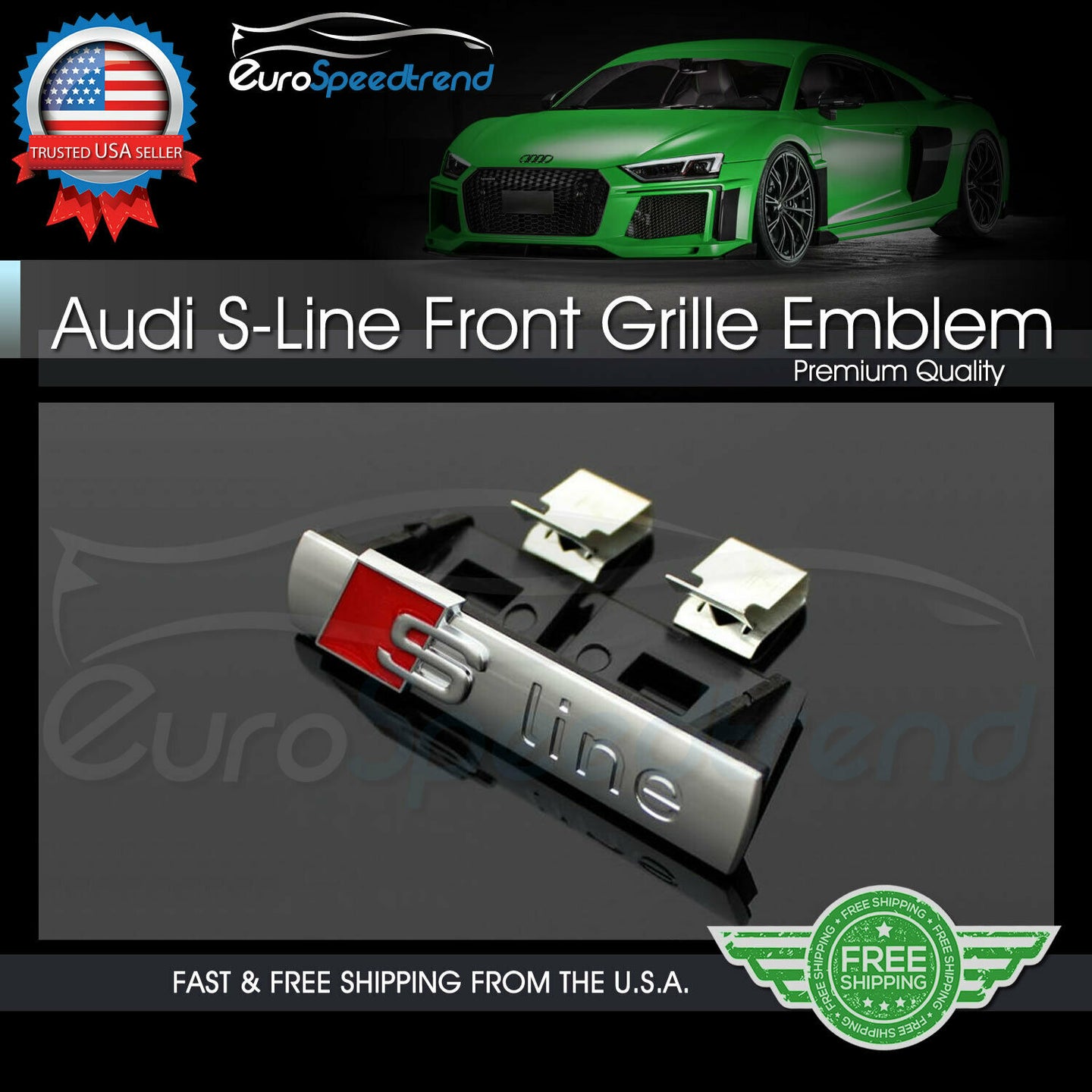 S LINE Grill Emblem for Audi A3 A4 A5 A6 A7 Q3 Q5 Q7 Front Hood Grille