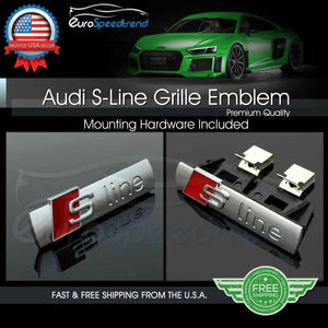 S LINE Grill Emblem for Audi A3 A4 A5 A6 A7 Q3 Q5 Q7 Front Hood Grille Badge