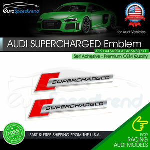 2x for Audi SuperCharged Badge Emblem 3D Side Fender A3 A4 A5 A6 A7 A8 Q3 Q5 OEM