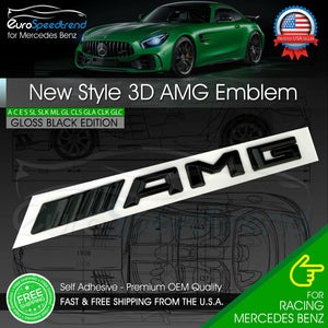AMG Rear Emblem Trunk Badge 3D Gloss Black for Mercedes-Benz C E S SL 2014-2016