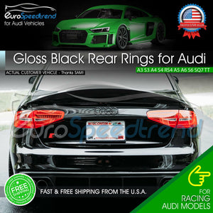 Audi Rings Front Grill & Rear Trunk Emblem Gloss Black Logo A3 A4 S4 A5 S5 A6 S6