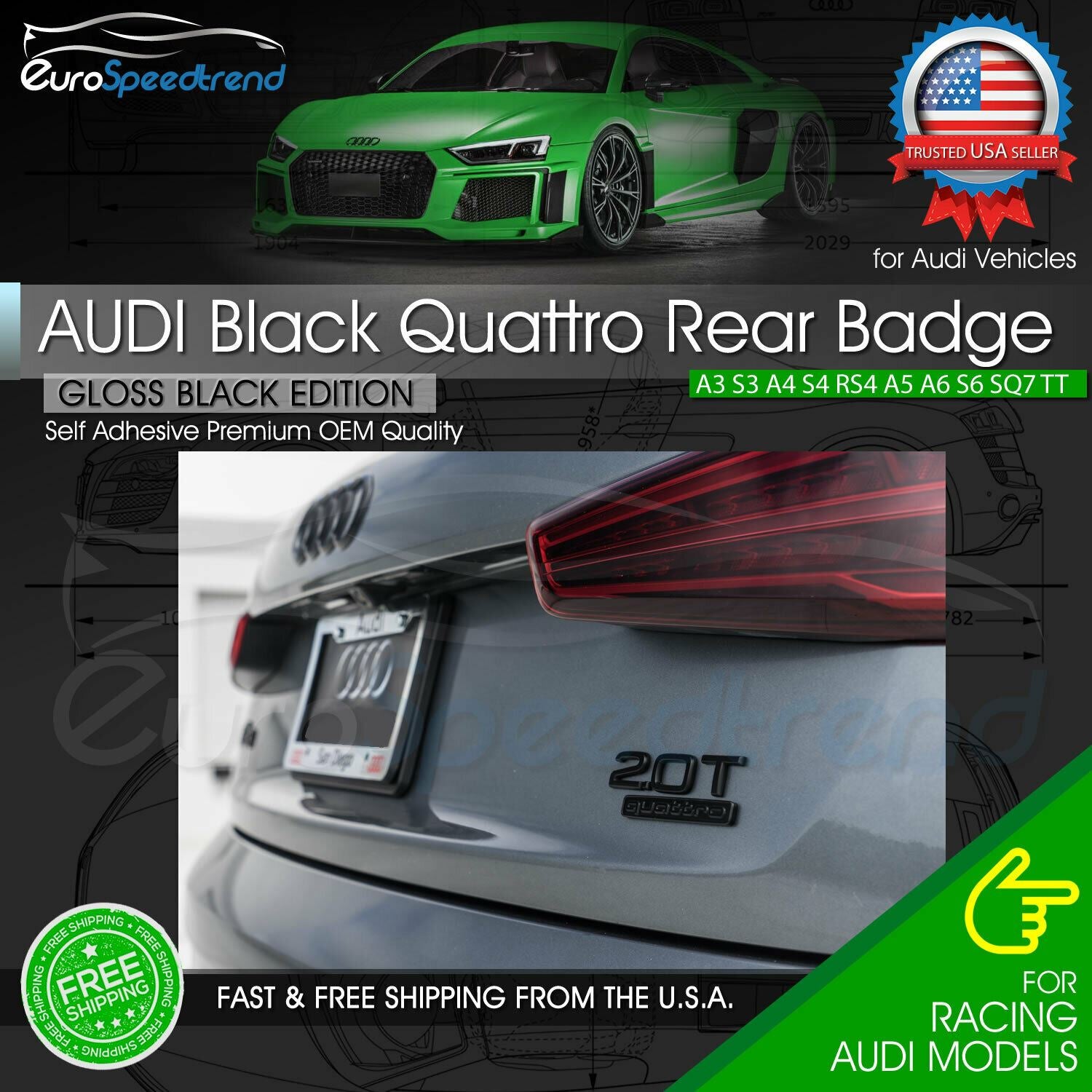 Original Audi Black Edition A6 Emblem Schriftzug Logo Emblem in