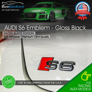Audi S6 Gloss Black Emblem 3D Badge Rear Trunk Lid for Audi S Line Logo A6 OEM
