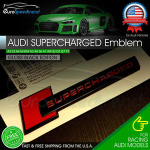 2x for Audi Gloss Black SuperCharged Badge 3D Emblem Side Fender A4 A5 A6 A8 OEM