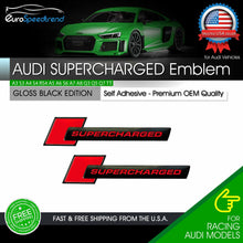Load image into Gallery viewer, 2x for Audi Gloss Black SuperCharged Badge 3D Emblem Side Fender A4 A5 A6 A8 OEM
