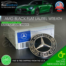 Load image into Gallery viewer, Black Flat Hood Laurel Wreath Front Badge AMG Logo Emblem Mercedes Benz C E S
