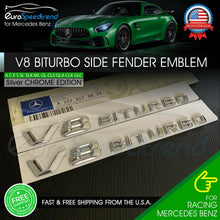 Load image into Gallery viewer, V8 BiTurbo Emblem Side Fender 3D Chrome Badge Mercedes Benz AMG CL63 E63 OEM NEW
