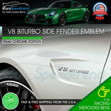Load image into Gallery viewer, V8 BiTurbo Emblem Side Fender 3D Chrome Badge Mercedes Benz AMG CL63 E63 OEM NEW
