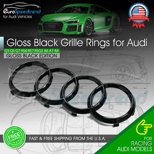 Audi Rings Front Grill Gloss Black Emblem Badge Q5 SQ5 Q3 Q7 A6 A7 4H0853605B2ZZ