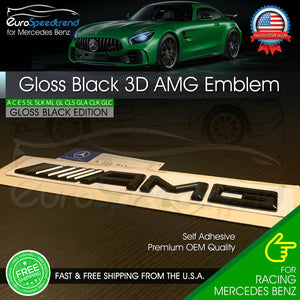 AMG Emblem Trunk OEM Gloss Black 3D Rear Badge Mercedes Benz C E S SL SLK Logo