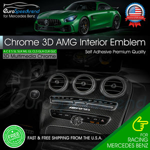 AMG Interior Emblem Multimedia Badge New Style Logo Decal Mercedes Benz Chrome
