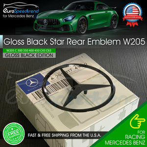 C300 Emblem 4MATIC Gloss Black W205 SEDAN Trunk Star Badge Set AMG Mercedes Benz