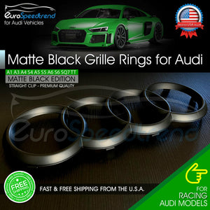Audi Front Rings Matte Black Grille Emblem Badge for A1 A3 A4 S4 A5 S5 A6 S6 TT
