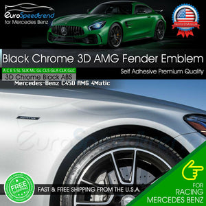 Mercedes Benz AMG Side Emblem Black Chrome Fender Badge 3D GLE C E S CL SL CLS