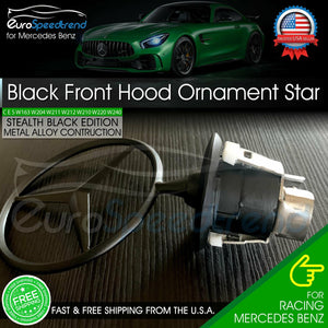 Mercedes Benz Matte Black Front Hood Ornament Star OEM Mounted Emblem C E S AMG