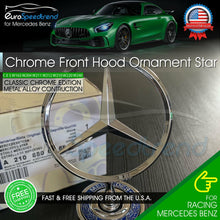 Load image into Gallery viewer, Mercedes Benz Chrome Front Hood Ornament Star OEM Mounted Emblem C E S AMG
