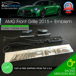 AMG Emblem Chrome Front Grille OEM 3D Badge Mercedes Benz 2014+ A C E S CL SL GL
