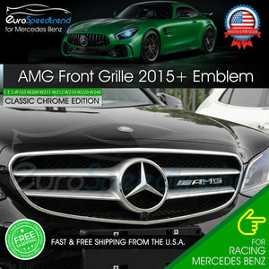AMG Emblem Chrome Front Grille OEM 3D Badge Mercedes Benz 2014+ A C E S CL SL GL