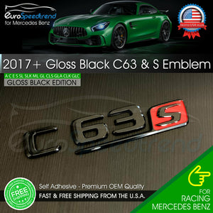 AMG C 63 S Letter Trunk Rear Emblem Gloss Black & Red C63S Benz W205 2017+ OEM