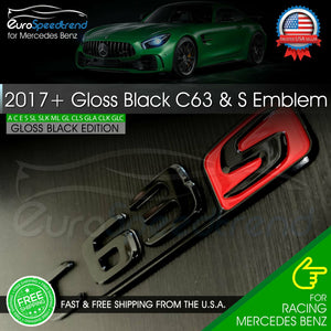 AMG C 63 S Letter Trunk Rear Emblem Gloss Black & Red C63S Benz W205 2017+ OEM