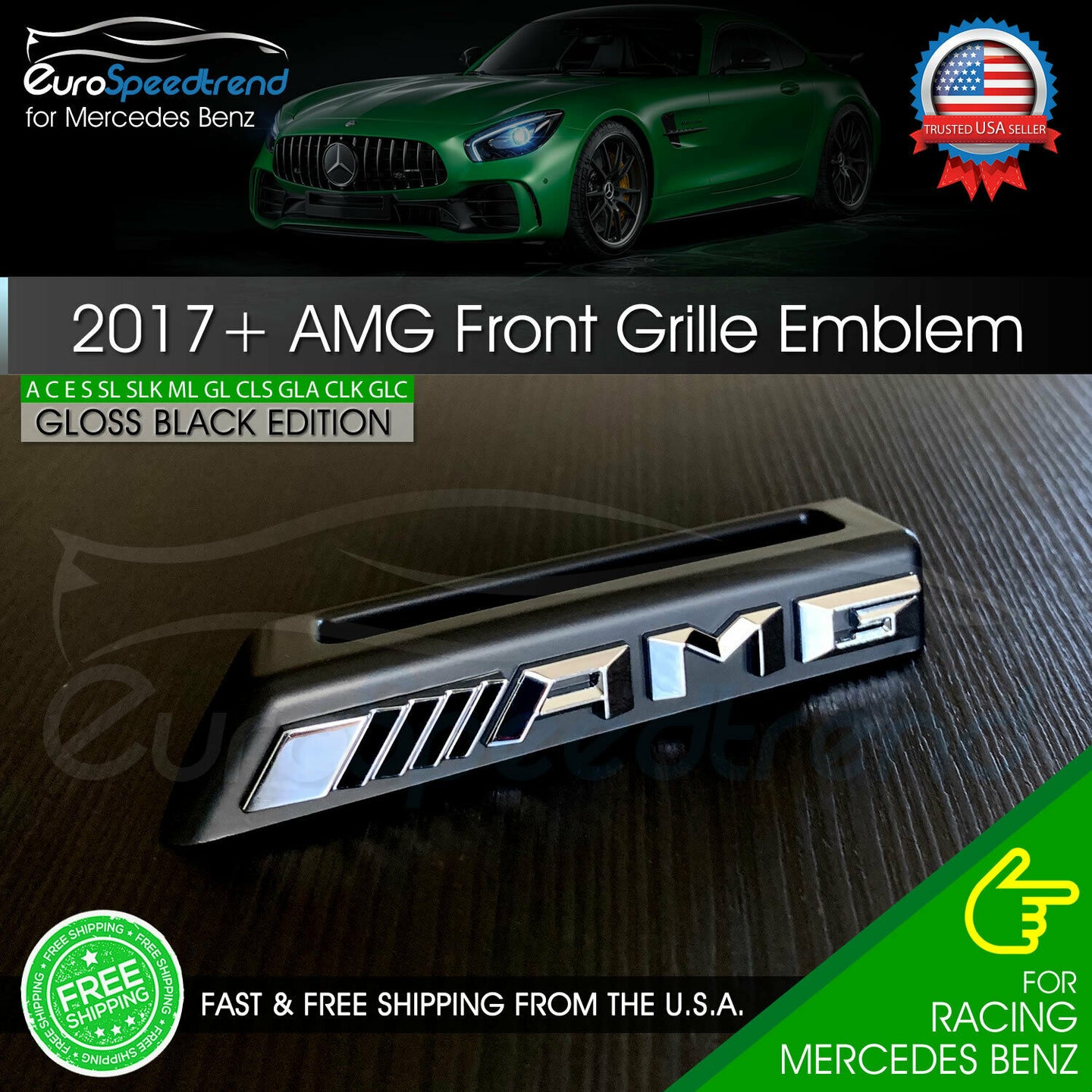 AMG Front Grille Emblem for Mercedes Benz Radiator Badge W205 C63S C43 E63 G OEM
