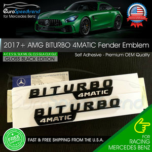 2017+ BiTurbo 4Matic AMG Fender Emblem Gloss Black Benz C43 C63 E43 E63 Badge