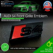 Load image into Gallery viewer, Audi S4 Front Grill Emblem Gloss Black for A4 S4 B8 B9 Hood Grille Badge OEM
