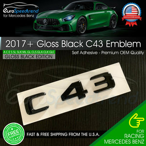 AMG C43 Letter Emblem Gloss Black Trunk Rear Badge fit Mercedes Benz W205 2017+