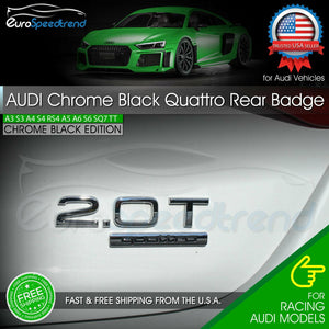 Audi Quattro Chrome Black Emblem 3D Rear Trunk Badge OEM for A3 A4 A5 A6 A8 Q5