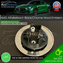Load image into Gallery viewer, AMG Front Hood Emblem Affalterbach Black Chrome Apple Badge Mercedes Benz 57mm
