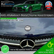 Load image into Gallery viewer, AMG Front Hood Emblem Affalterbach Black Chrome Apple Badge Mercedes Benz 57mm
