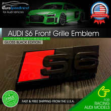 Load image into Gallery viewer, Audi S6 Front Grill Emblem Gloss Black for A6 S6 Hood Grille Badge Nameplate
