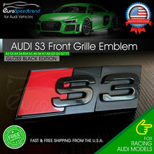Load image into Gallery viewer, Audi S3 Front Grill Emblem Gloss Black for A3 S3 Hood Grille Badge Nameplate
