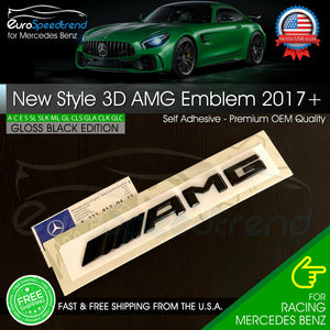 AMG Emblem Trunk OEM Gloss Black 3D Rear Badge Mercedes Benz C E S SL SLK 2017+