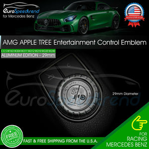 29mm Affalterbach Aluminum AMG Tree Interior Emblem Multimedia Button Badge Benz