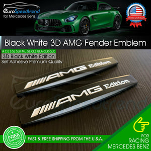 AMG Edition Black Emblem Metal Side Fender 3D Trunk Badge for Mercedes Benz 2X