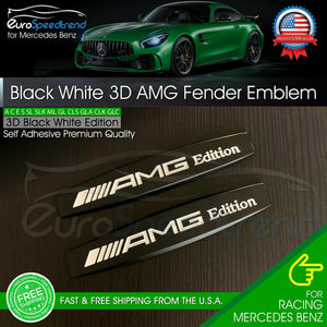 AMG Edition Black Emblem Metal Side Fender 3D Trunk Badge for Mercedes Benz 2X