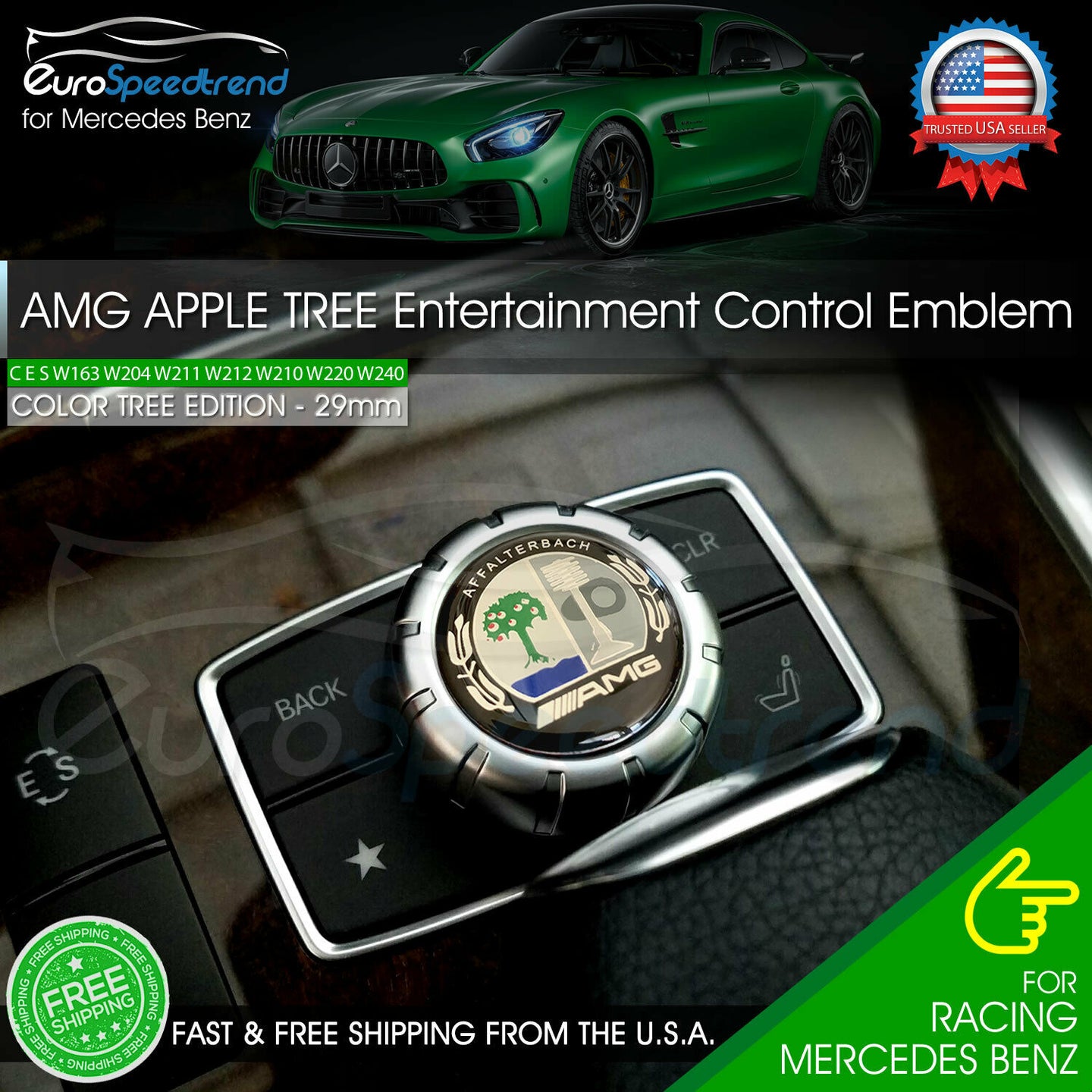 29mm Affalterbach AMG Color Tree 3D Multimedia Control Emblem Interior Badge