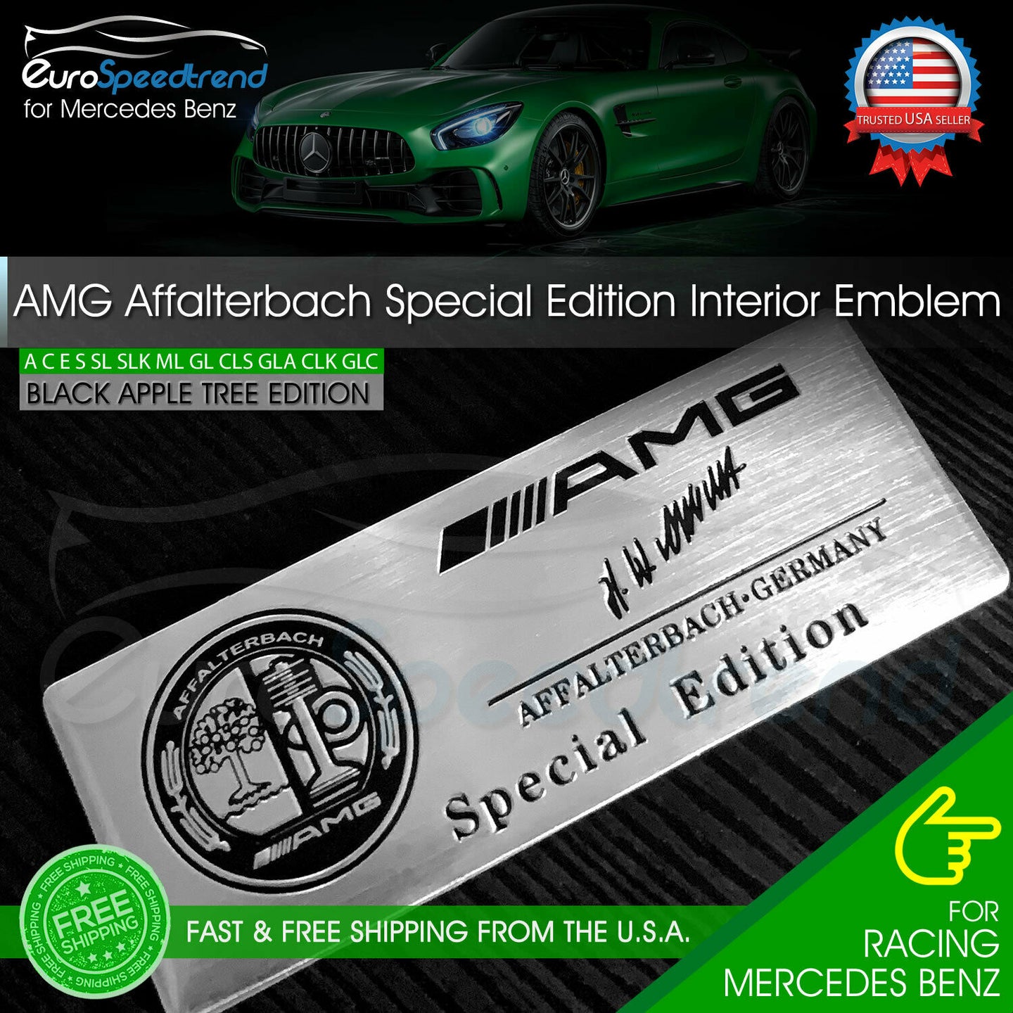 Affalterbach Metal Emblem Black Aluminum AMG Special Edition Interior Side Badge