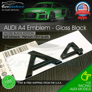 Audi A4 Gloss Black Emblem 3D Rear Trunk Lid Badge OEM S Line Logo Nameplate