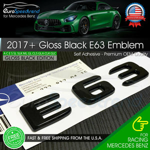 AMG E 63 Letter Emblem Gloss Black Trunk Rear Badge for Mercedes Benz 2017+ OEM