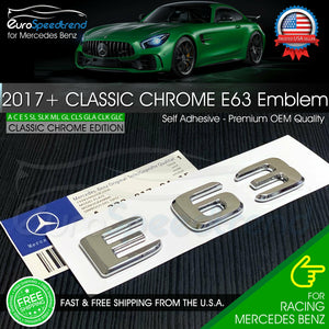 AMG E 63 Letter Chrome Emblem Trunk Rear Badge fit Mercedes Benz Logo 2017+