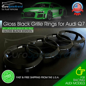 Audi Q7 Front Grille Rings Emblem Gloss Black 2017 - 2022 4M0-853-605-2ZZ 316MM